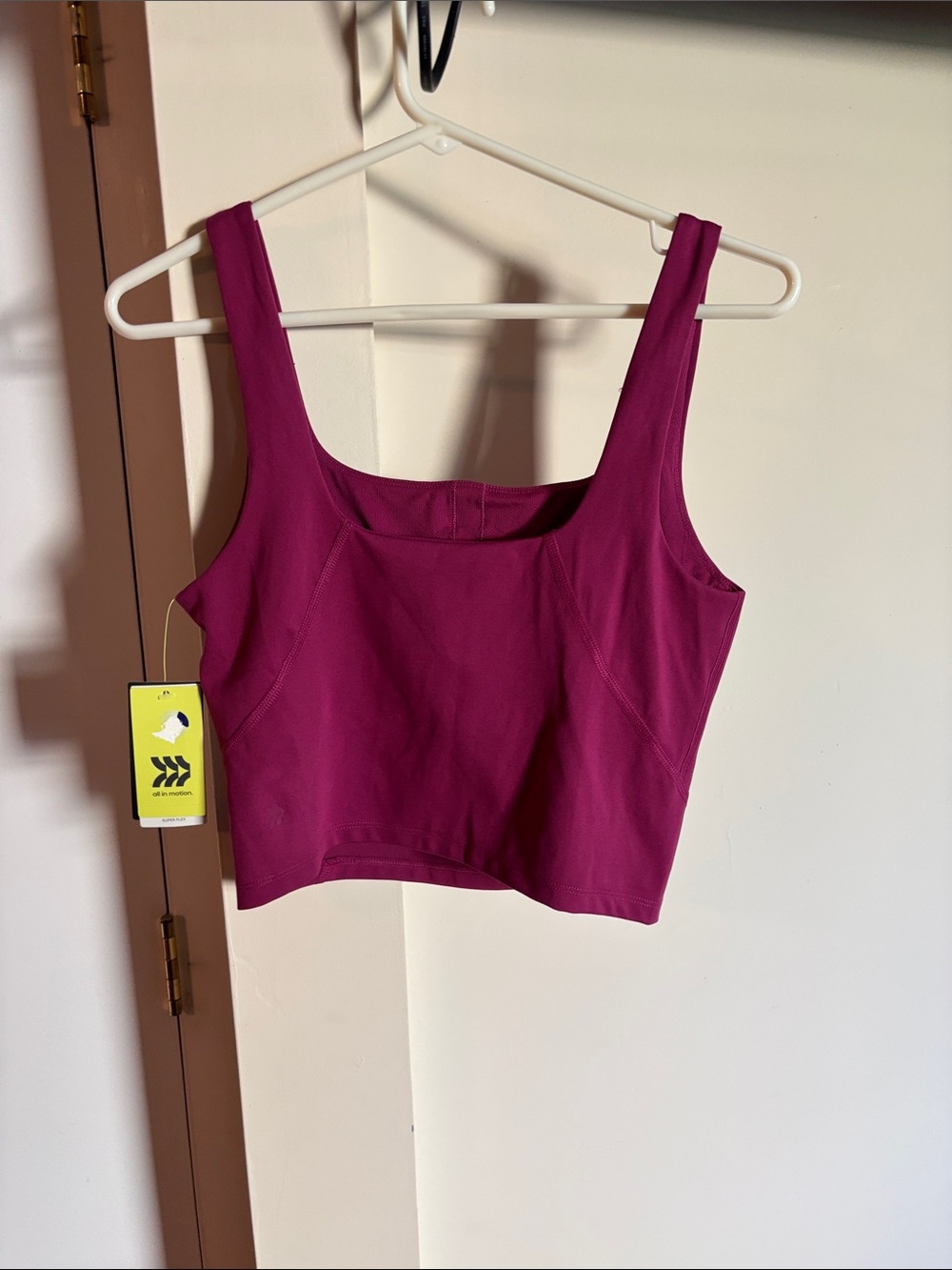 all in motion Fuchsia Square Neck Crop Tank - Picture 4 of 7